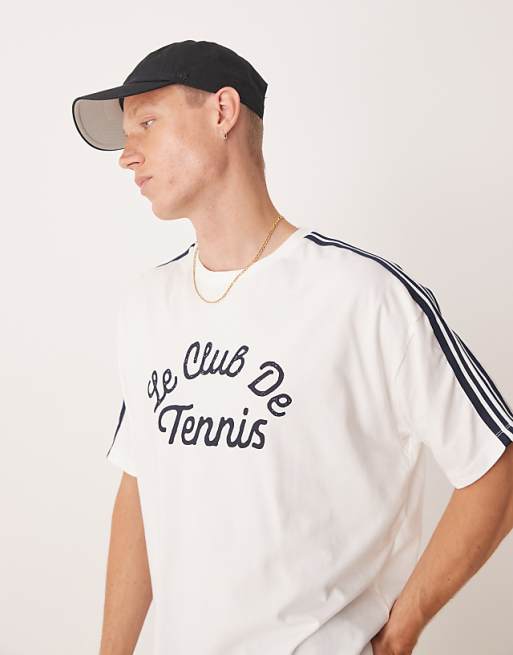 DESIGN oversized boxy t-shirt with sport graphic and tape in white