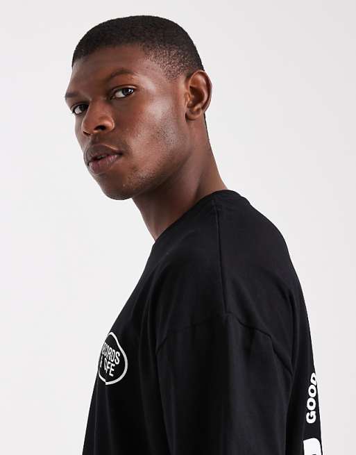 DESIGN Oversized Boxy T-shirt With Vino Graphic In Black
