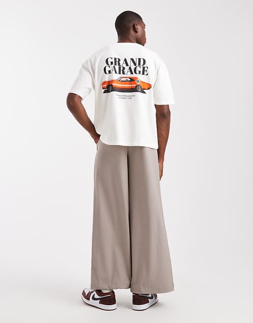DESIGN Oversized Boxy T-shirt With Vintage Car Graphic In Off White