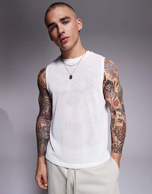 DESIGN oversized boxy tank in cream texture