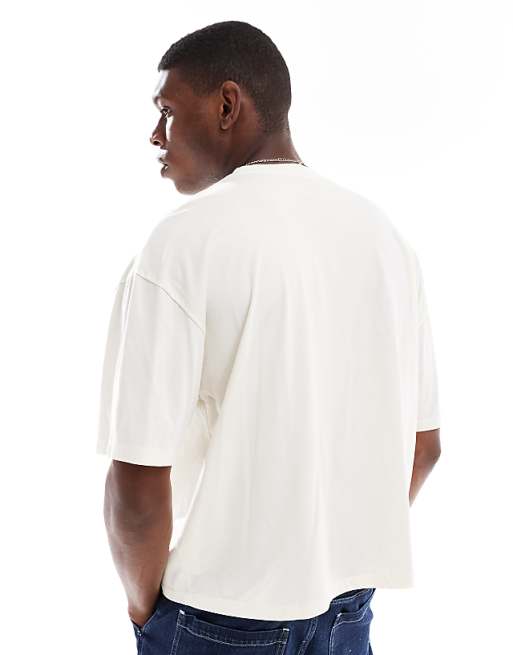 DESIGN Oversized Boxy Washed T-shirt With Summer Graphic In Off White