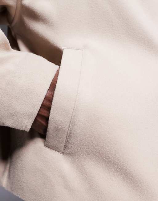 DESIGN Oversized Brushed Harrington Jacket In Stone