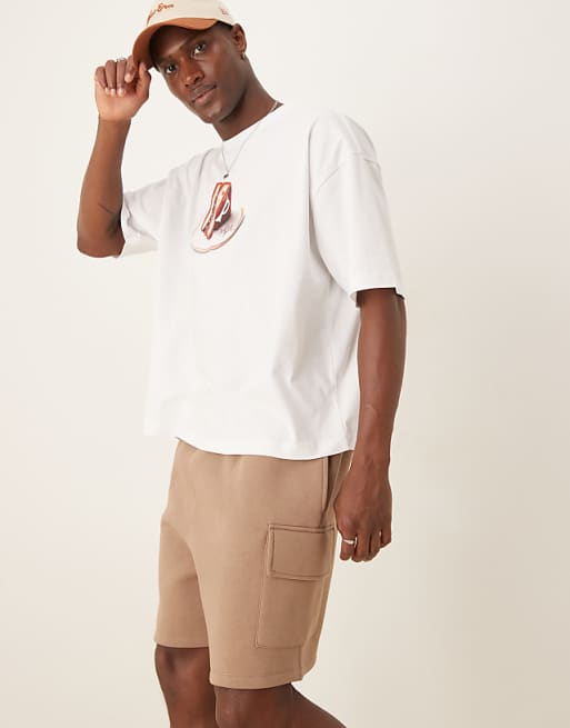 DESIGN Oversized Cargo Short In Beige