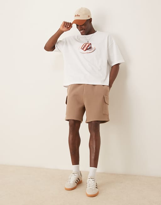 DESIGN oversized cargo short in beige