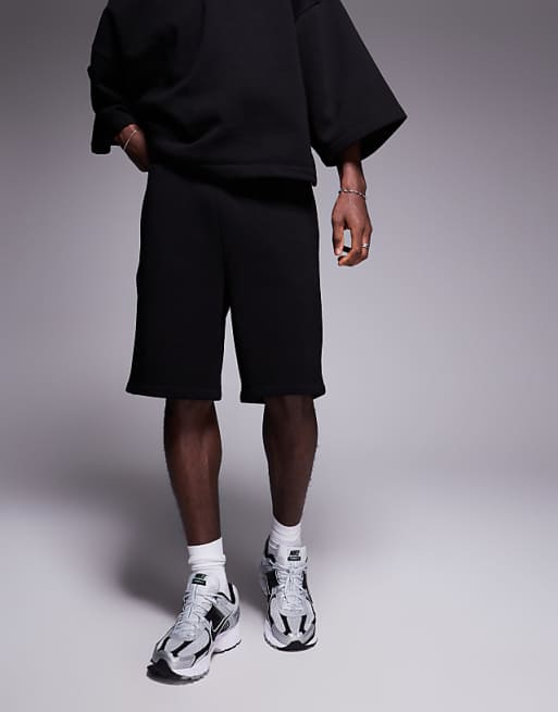 DESIGN oversized co-ord shorts in black
