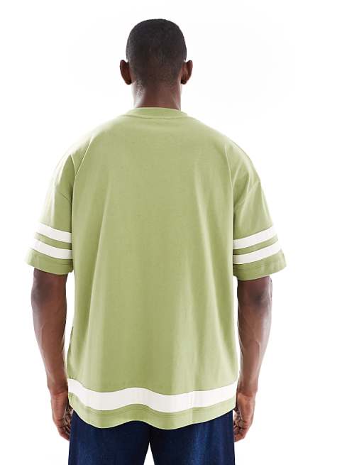 DESIGN Oversized Contrast T-shirt With Half Sleeve In Khaki