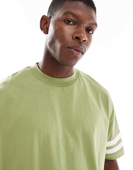 DESIGN Oversized Contrast T-shirt With Half Sleeve In Khaki