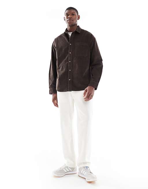 DESIGN Oversized Cord Shirt In Brown