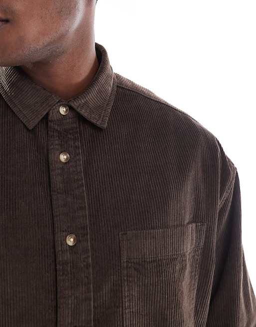 DESIGN Oversized Cord Shirt In Brown