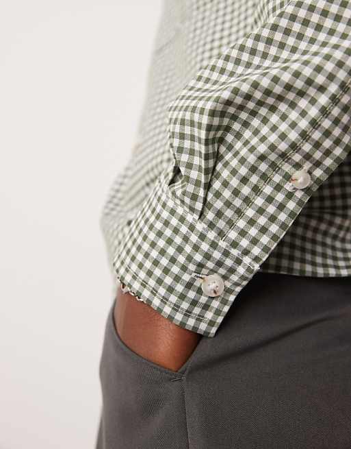 DESIGN Oversized Cropped Shirt In Green Check