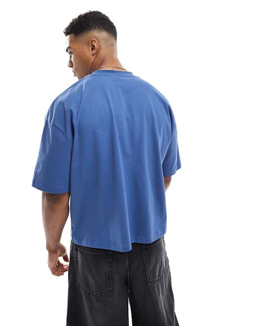 DESIGN Oversized Cropped T-shirt In Blue With Italy Graphic
