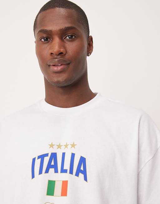DESIGN Oversized Cropped T-shirt In White With Italy Graphic