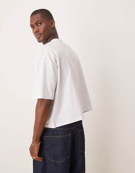 DESIGN Oversized Cropped T-shirt In White With Italy Graphic