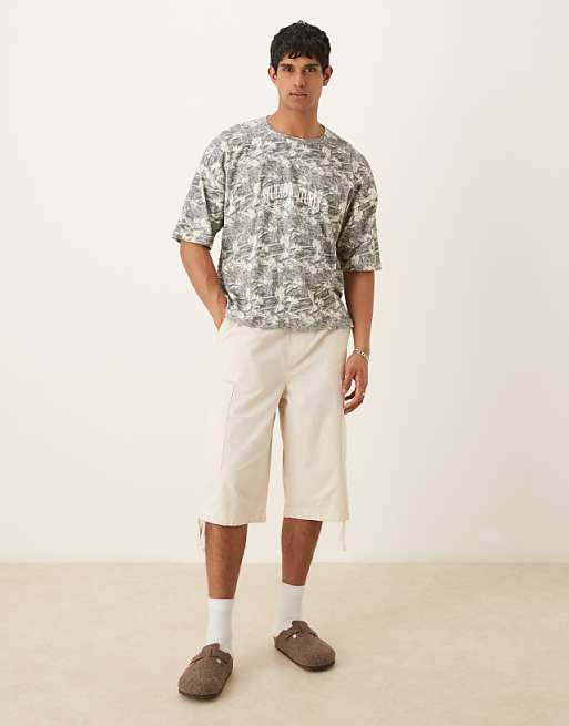 DESIGN Oversized Dropped Shoulder T-shirt In Camo Print