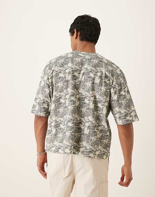DESIGN Oversized Dropped Shoulder T-shirt In Camo Print
