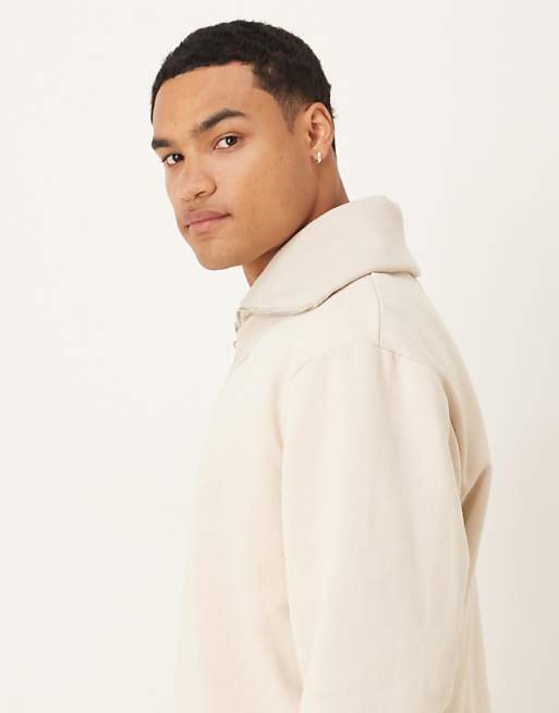 DESIGN Oversized Funnel Neck Sweatshirt In Stone
