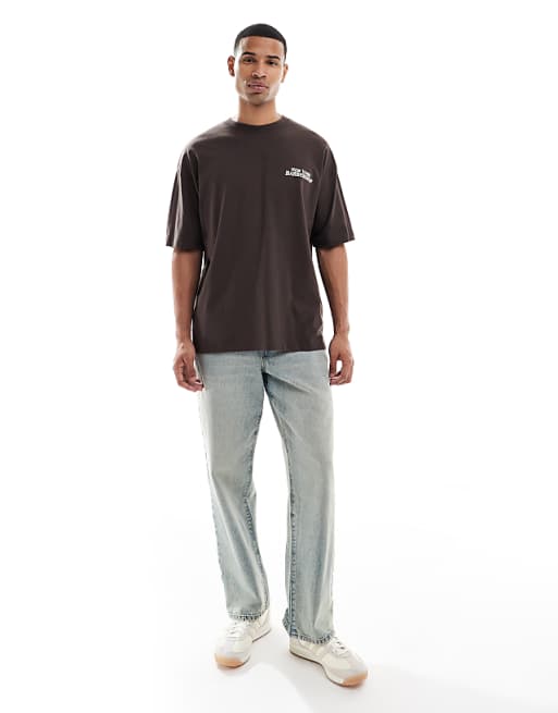 DESIGN Oversized Graphic T-shirt In Brown
