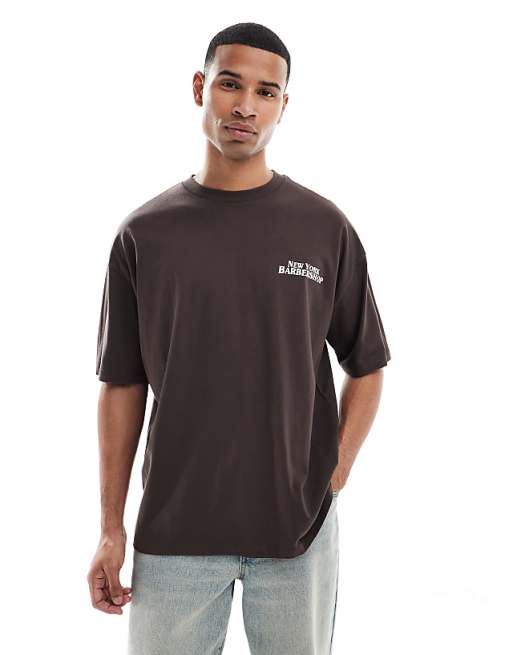 DESIGN Oversized Graphic T-shirt In Brown