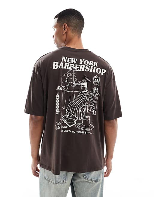DESIGN oversized graphic t-shirt in brown