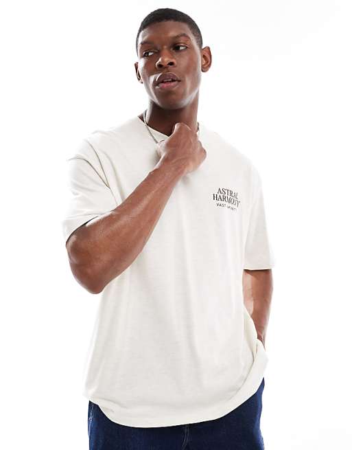 DESIGN Oversized Graphic T-shirt In Oatmeal Marl