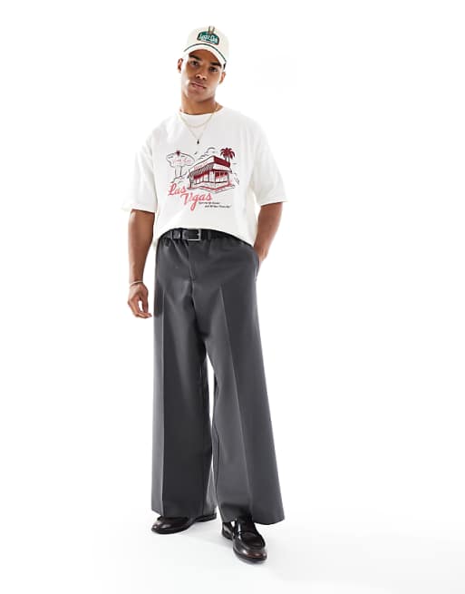DESIGN Oversized Graphic T-shirt In Off White