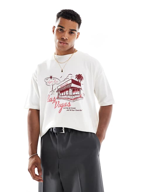 DESIGN Oversized Graphic T-shirt In Off White