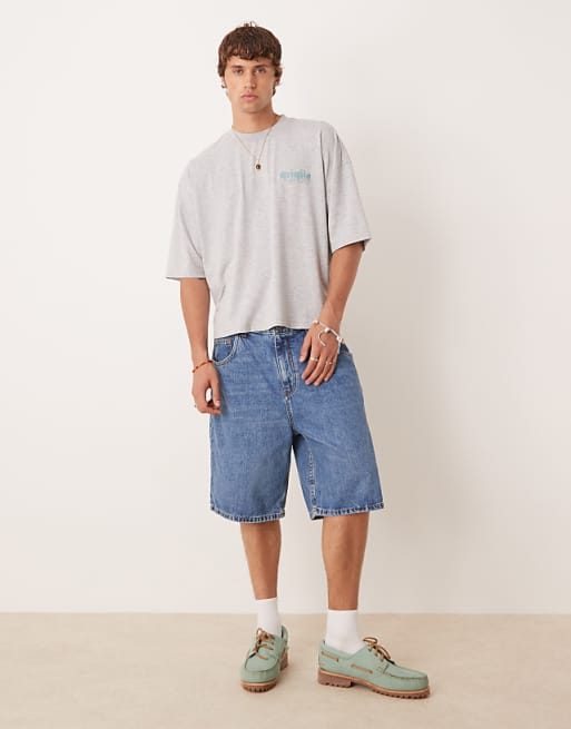 DESIGN Oversized Heavyweight T-shirt With Back Print In Grey Marl
