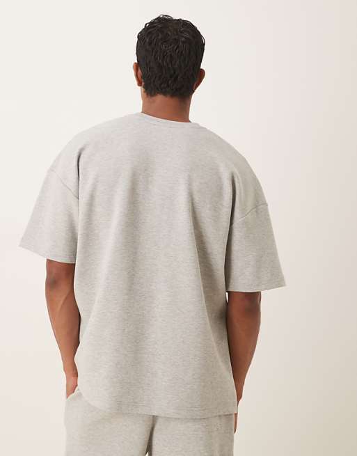 DESIGN Oversized Heavyweight T-shirt With Embroidery In Grey Marl