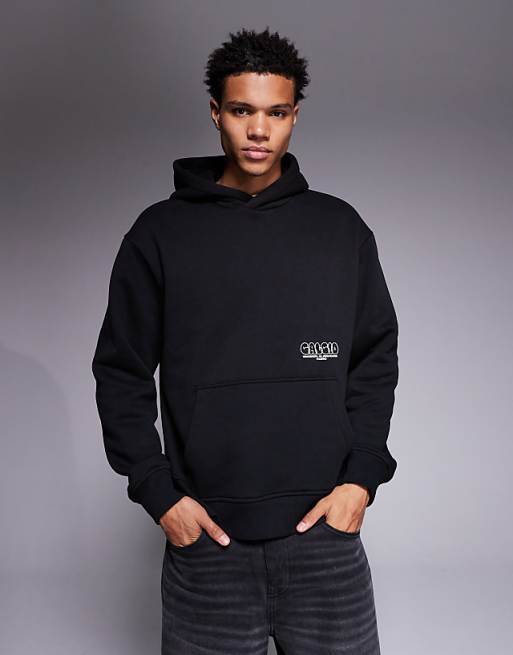 DESIGN Oversized Hoodie With Bubble Print In Black