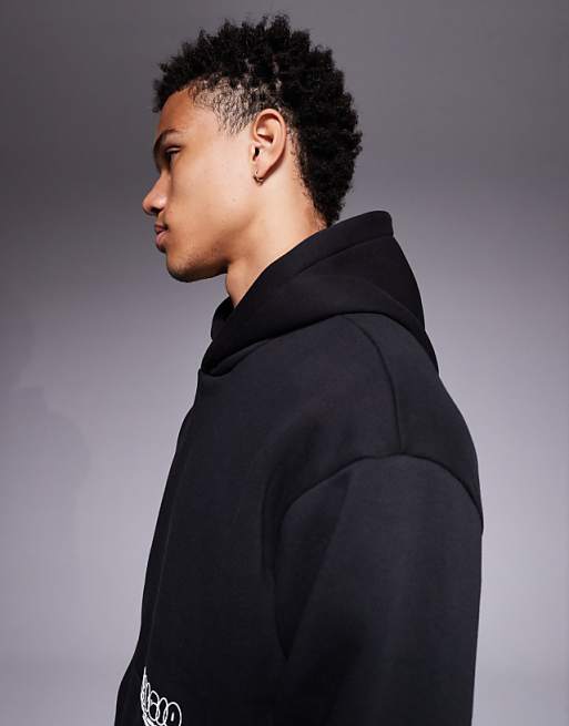 DESIGN Oversized Hoodie With Bubble Print In Black