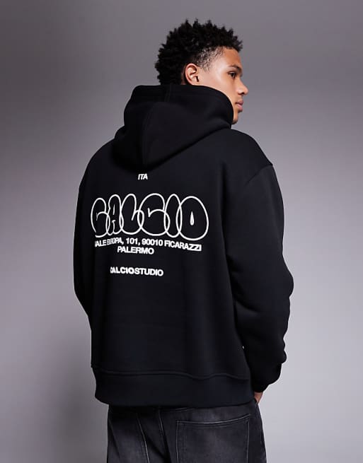DESIGN oversized hoodie with bubble print in black