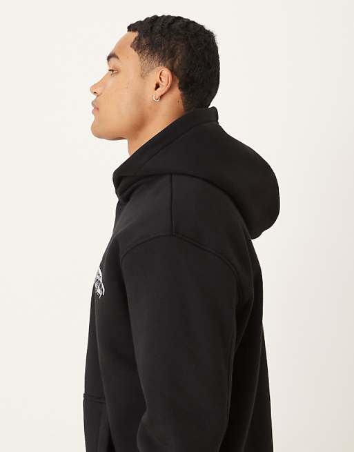 DESIGN Oversized Hoodie With Chest Print In Black
