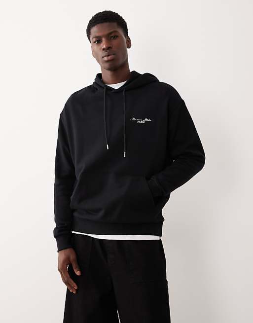DESIGN Oversized Hoodie With Floral Print In Black