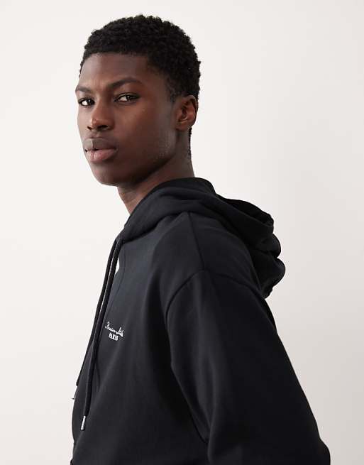 DESIGN Oversized Hoodie With Floral Print In Black