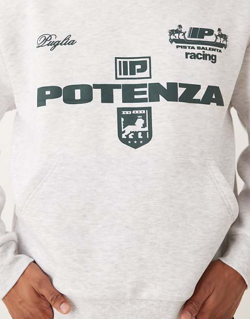 DESIGN Oversized Hoodie With Football Print In Grey Marl