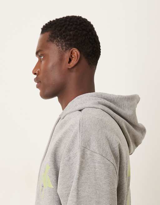 DESIGN Oversized Hoodie With Fruit Print In Grey Marl