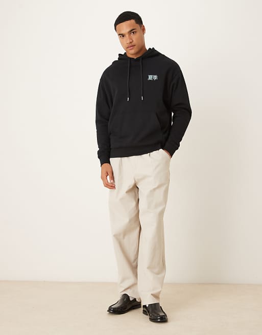 DESIGN Oversized Hoodie With Souvenir Print In Black