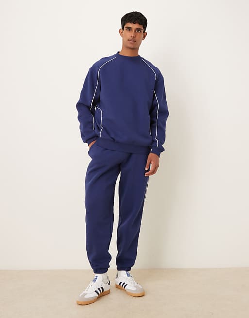 DESIGN Oversized Jogger With Piping In Blue