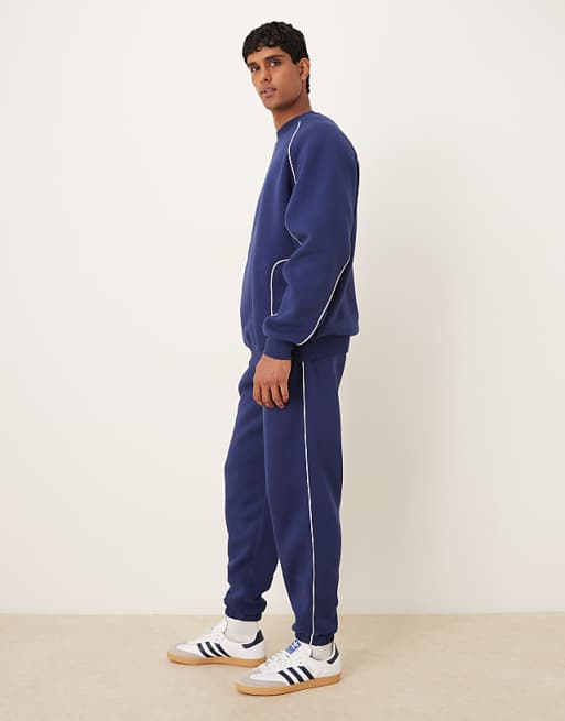 DESIGN Oversized Jogger With Piping In Blue