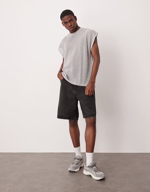 DESIGN Oversized Knitted Vest With Dropped Shoulder In Grey