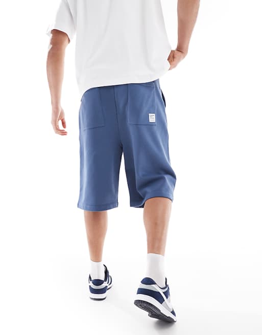 DESIGN Oversized Long Length Short In Washed Blue