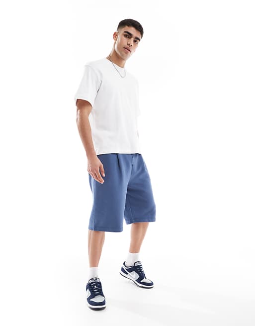 DESIGN oversized long length short in washed blue
