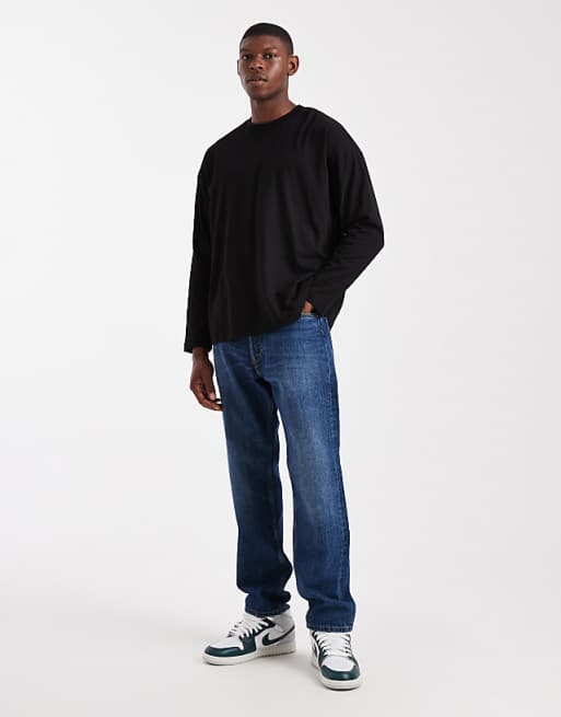 DESIGN Oversized Long Sleeve T-shirt With Back Print In Black
