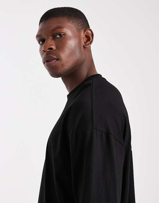 DESIGN Oversized Long Sleeve T-shirt With Back Print In Black