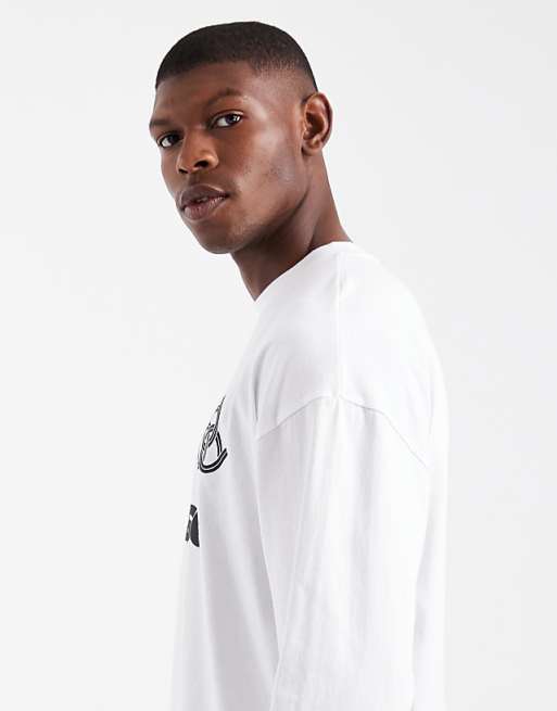 DESIGN Oversized Long Sleeve T-shirt With Paraiso Graphic In White