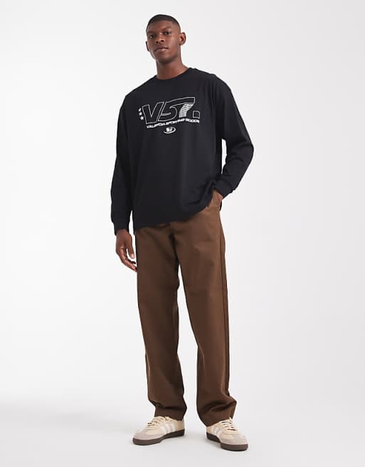 DESIGN Oversized Long Sleeve T-shirt With Sports Graphic In Black
