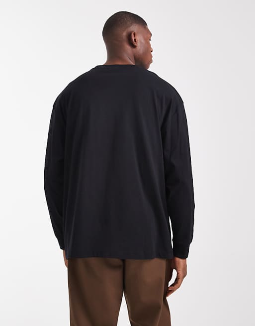 DESIGN Oversized Long Sleeve T-shirt With Sports Graphic In Black