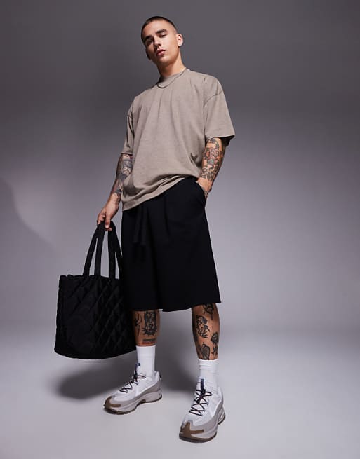 DESIGN Oversized Longer Length Short In Black