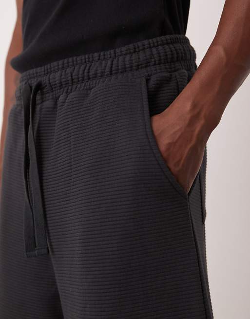 DESIGN Oversized Longer Length Textured Shorts In Navy
