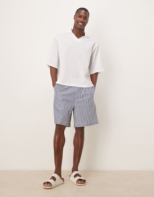 DESIGN Oversized Overhead Half Sleeve Seersucker Shirt In White